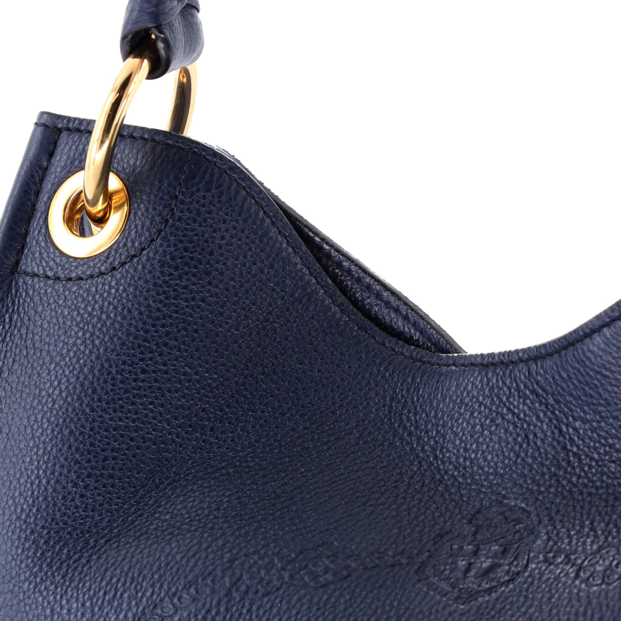 Logo Hobo Embossed Vitello Daino Medium - Deep Luxury