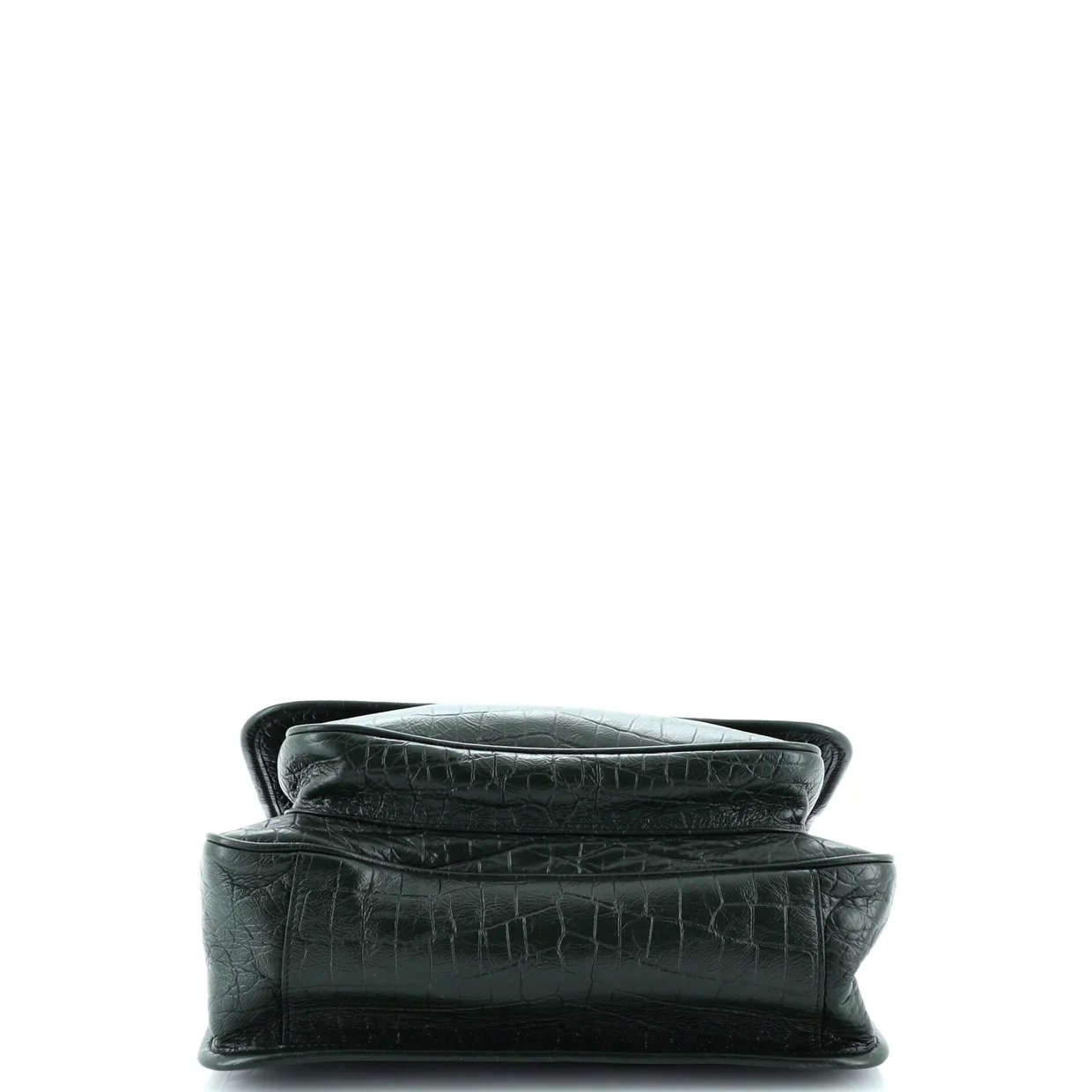 Niki Chain Flap Bag Crocodile Embossed Leather Medium - Deep Luxury