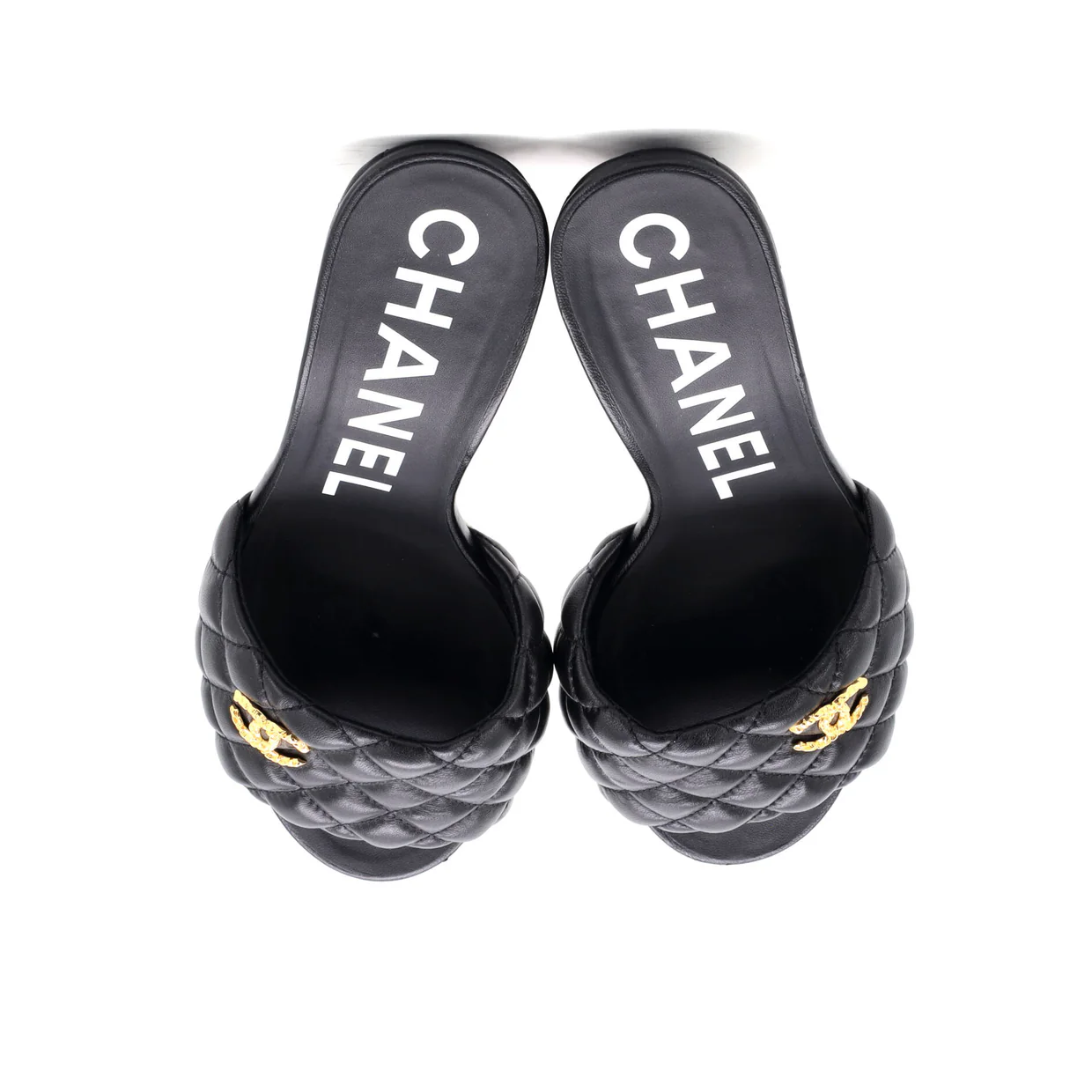 Women's CC Heeled Mule Sandals Quilted Leather - Deep Luxury