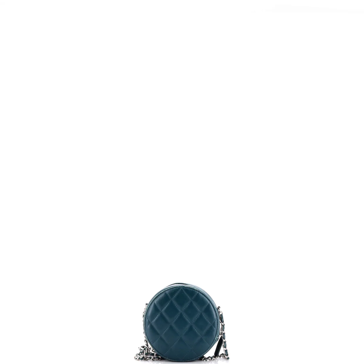 Round Clutch with Chain Quilted Lambskin Mini - Deep Luxury