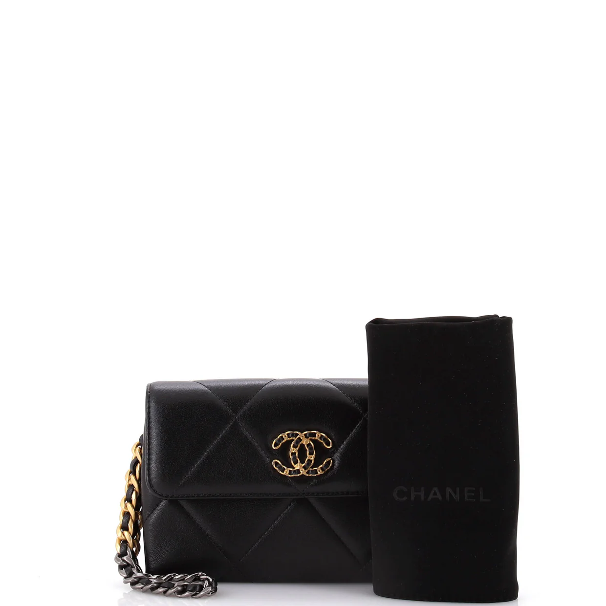 19 Flap Pouch with Chain Handle Quilted Lambskin - Deep Luxury