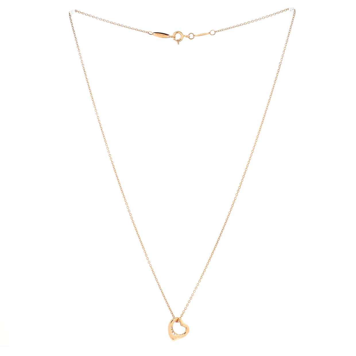 Elsa Peretti Open Heart 3 Diamonds Pendant Necklace 18K Rose Gold and Diamonds - Deep Luxury