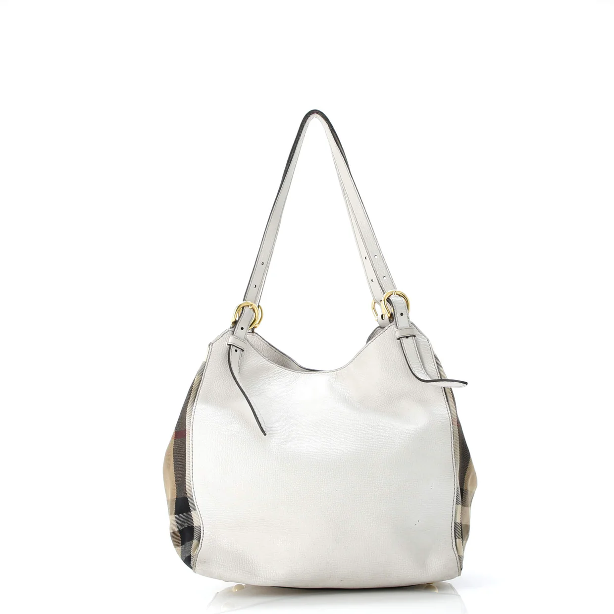 Canterbury Tote Leather and House Check Canvas Small - Deep Luxury