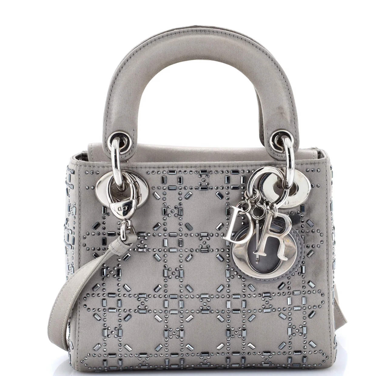 Lady Dior Bag Crystal Embellished Cannage Quilt Satin Mini - Deep Luxury