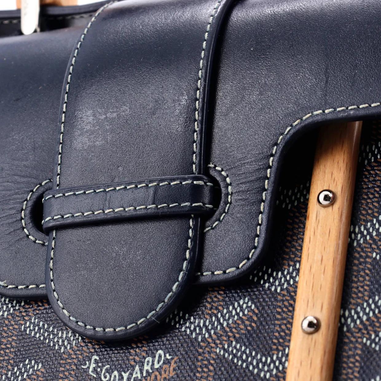 Structured Saigon Top Handle Bag Coated Canvas with Leather Mini - Deep Luxury