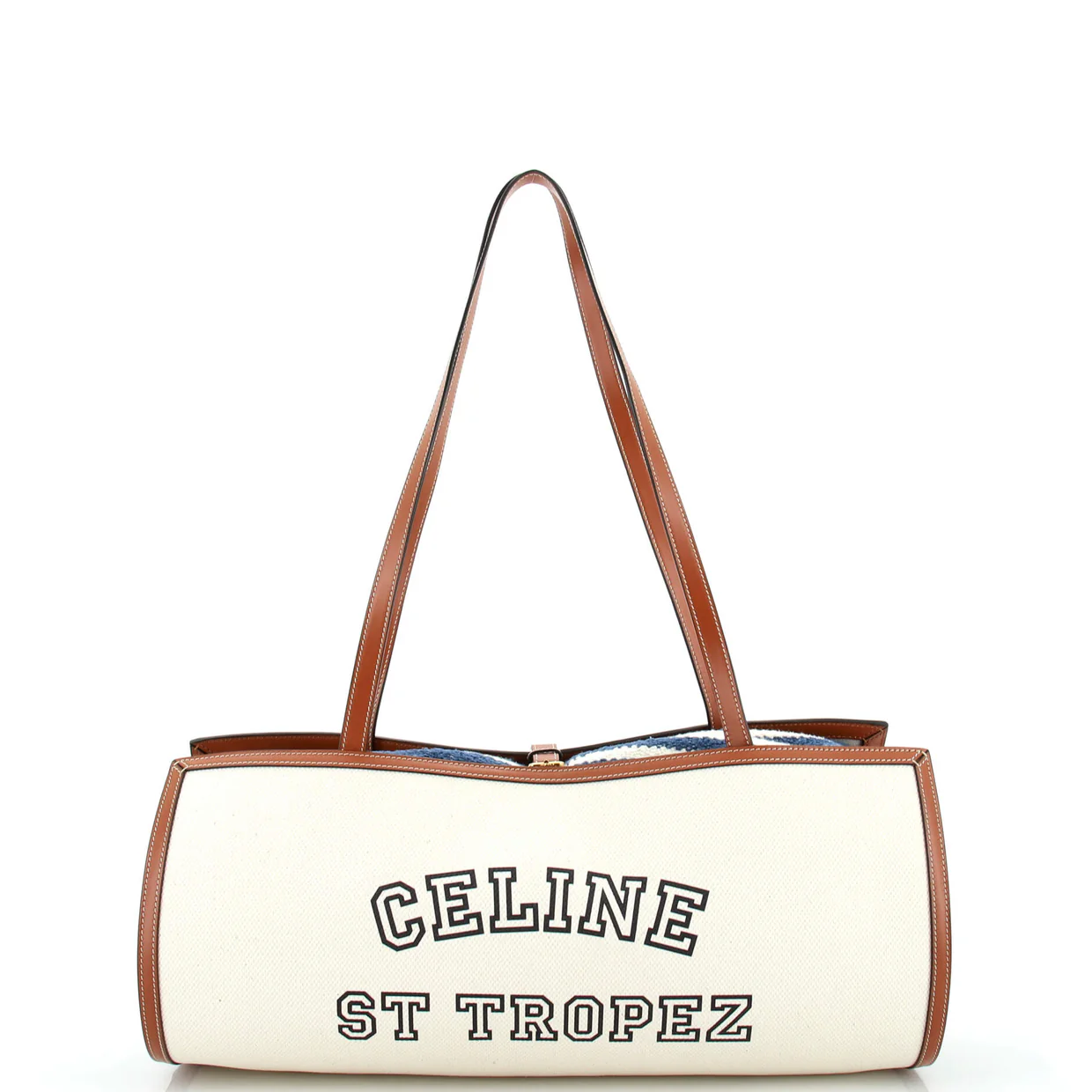 St. Tropez Towel Carrier Tote Bag Canvas with Leather - Deep Luxury