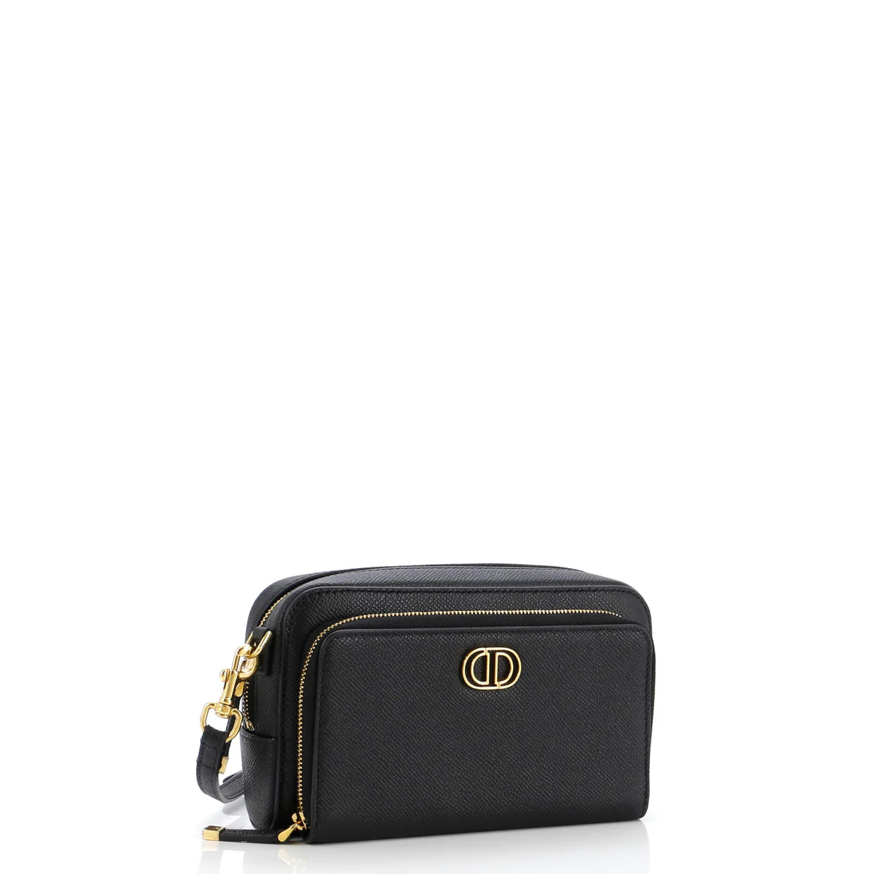 Caro Double Pouch Crossbody Bag Leather - Deep Luxury