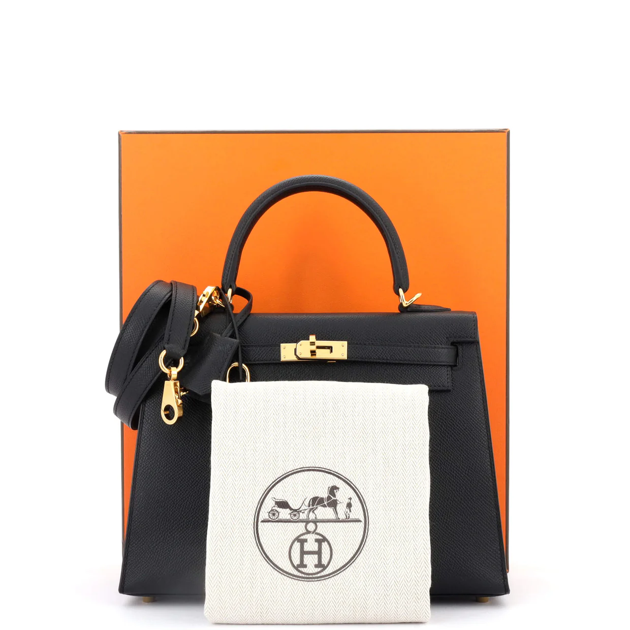 Kelly Handbag Noir Epsom with Gold Hardware 25 - Deep Luxury