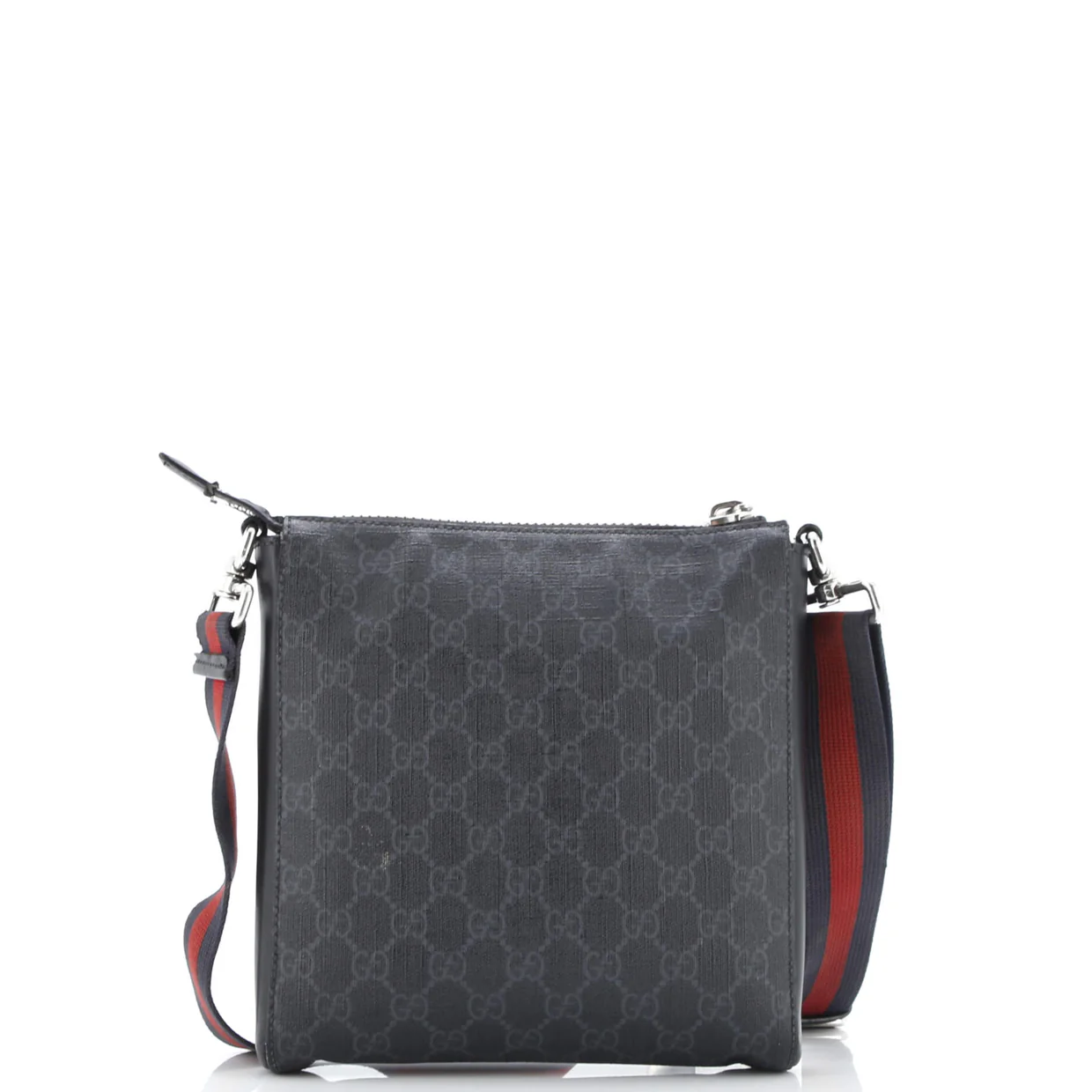 Web Strap Front Zip Messenger Bag GG Coated Canvas Small - Deep Luxury