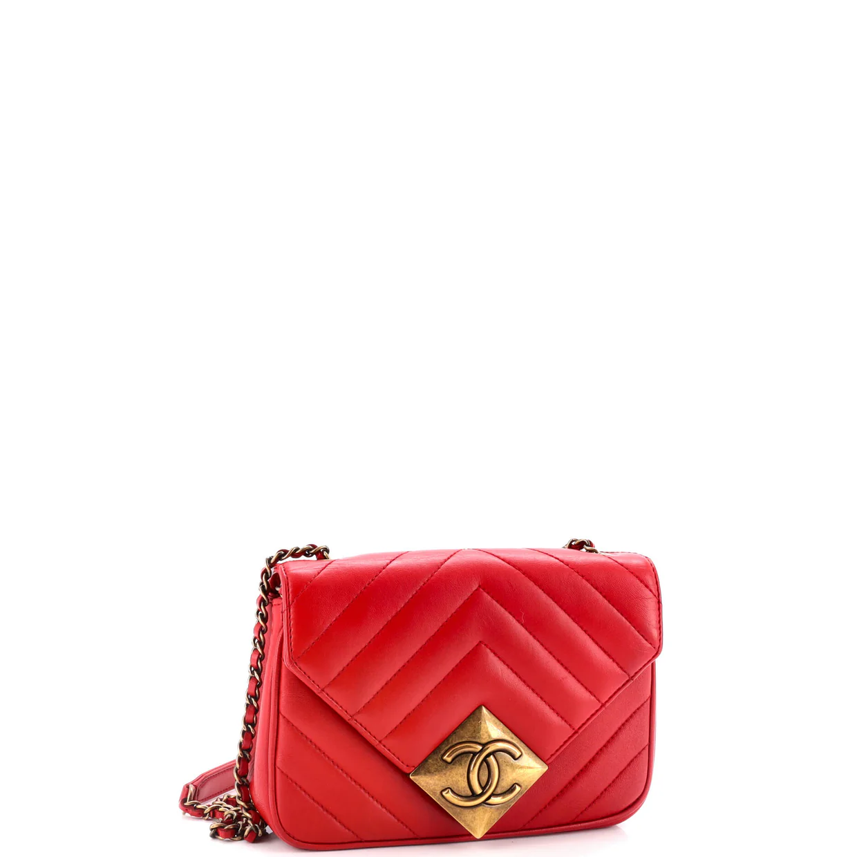 Pyramid CC Flap Bag Chevron Lambskin Mini - Deep Luxury