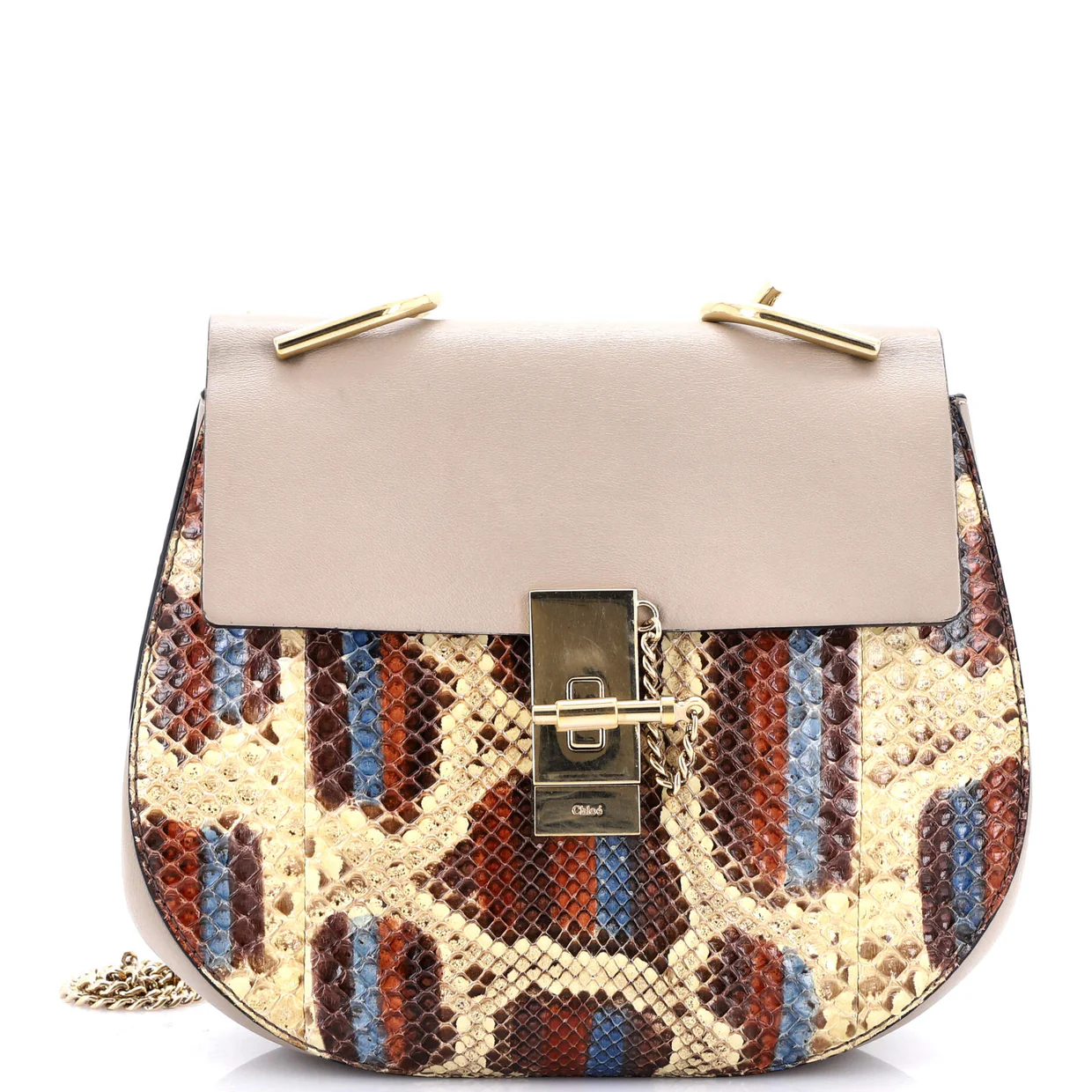 Drew Crossbody Bag Python and Leather Small - Deep Luxury