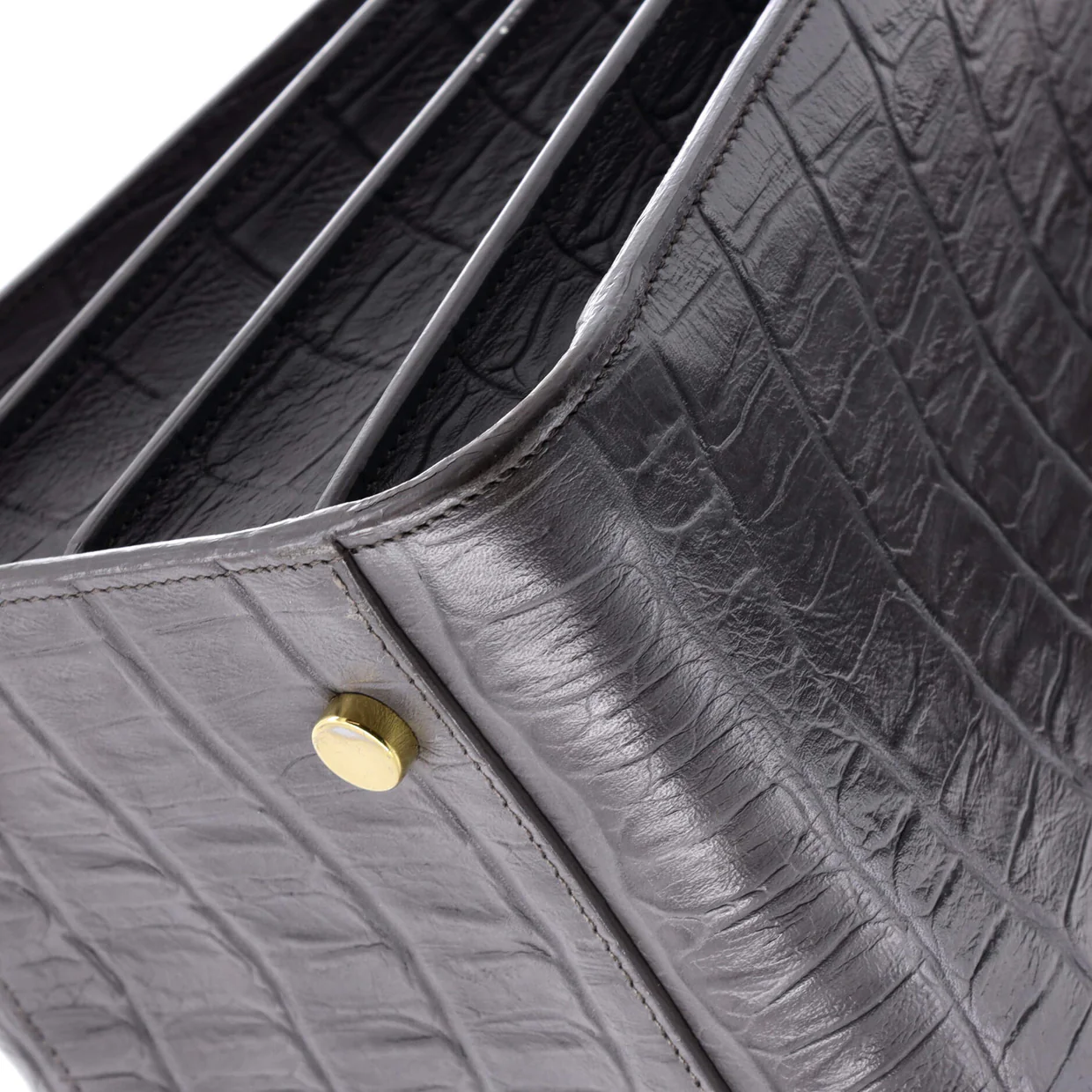 Sac de Jour Bag Crocodile Embossed Leather Small - Deep Luxury