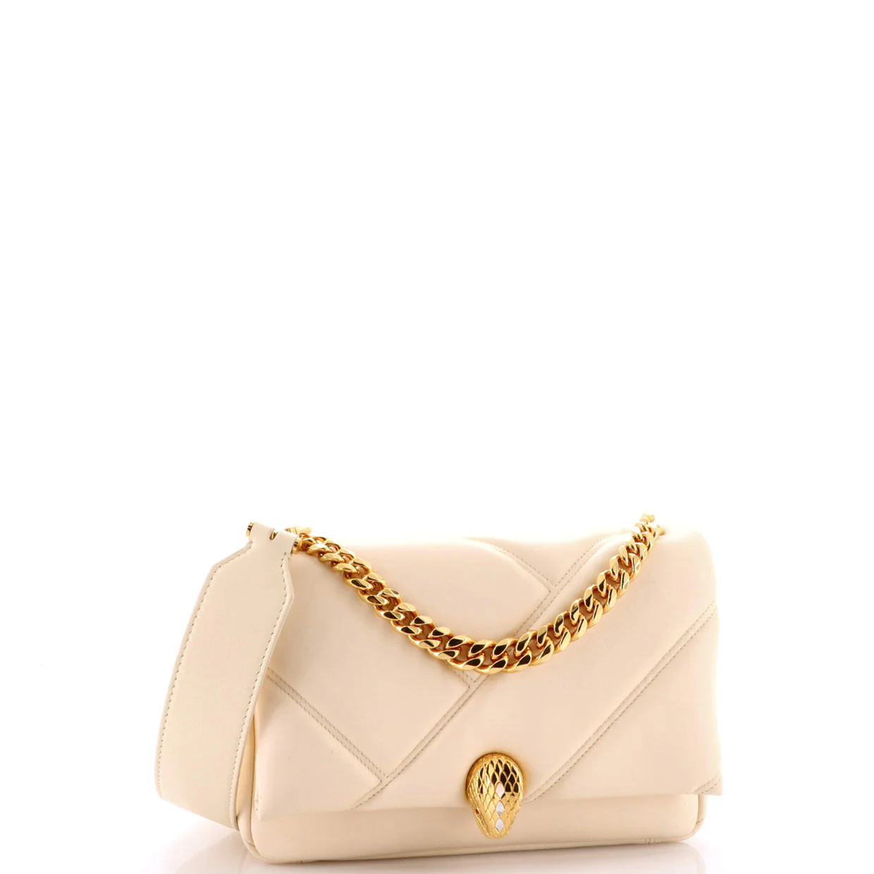 Serpenti Cabochon Messenger Bag Diagonal Quilted Leather Small - Deep Luxury