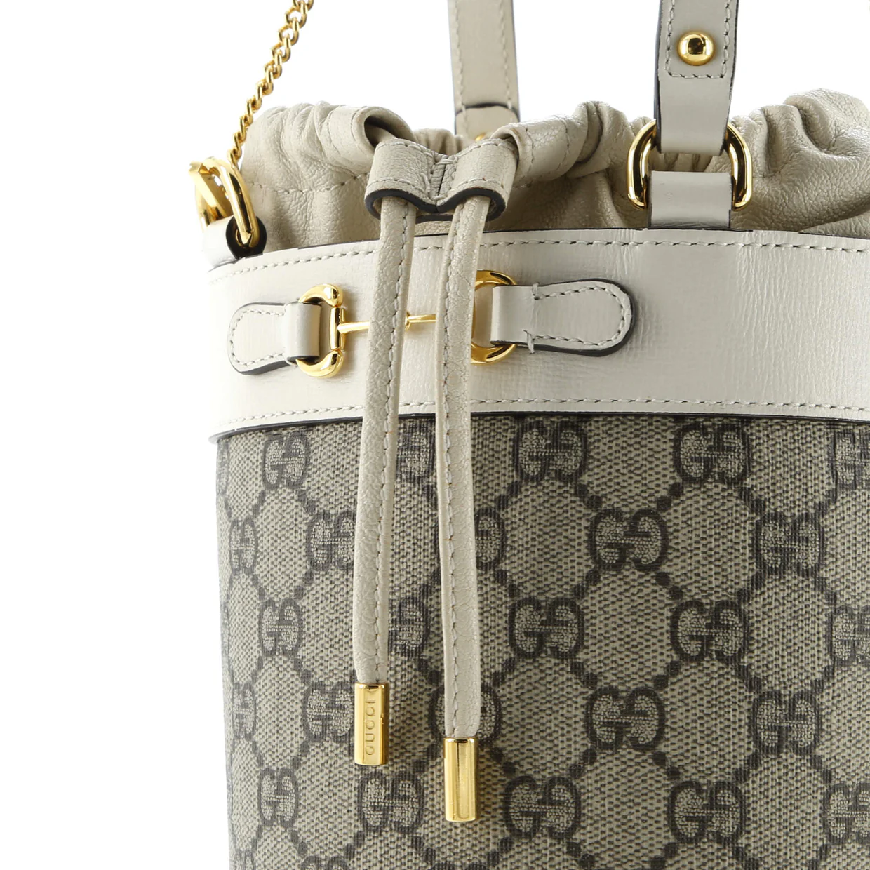 Horsebit 1955 Bucket Bag GG Coated Canvas with Leather Small - Deep Luxury