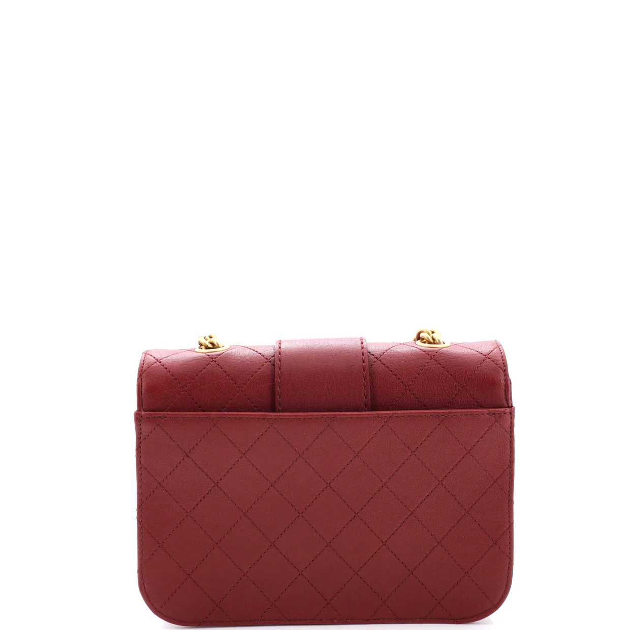 Front Chain Flap Bag Quilted Sheepskin Medium - Deep Luxury