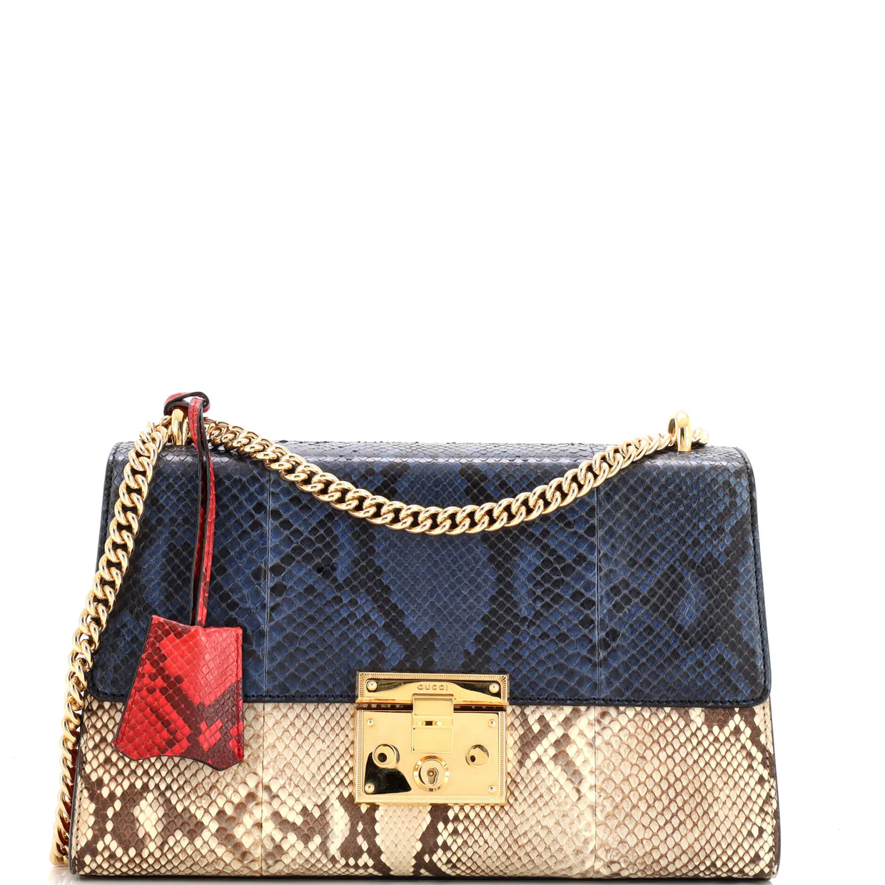 Padlock Shoulder Bag Python Medium - Deep Luxury