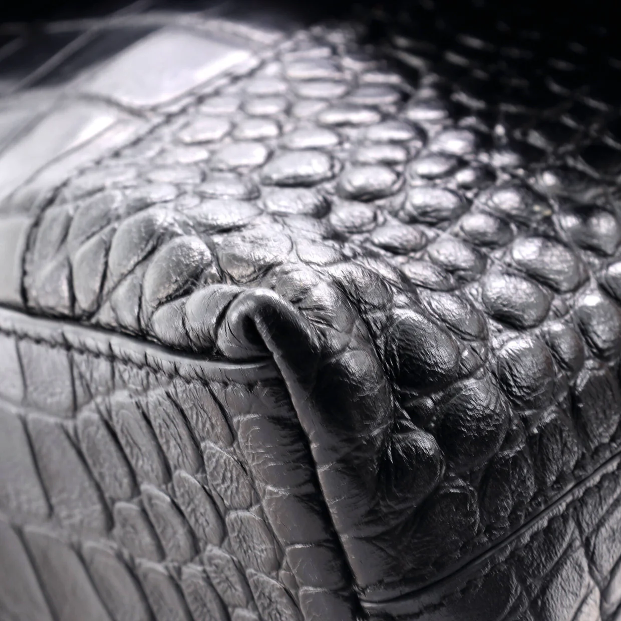 Hourglass Sling Shoulder Bag Crocodile Embossed Leather Small - Deep Luxury