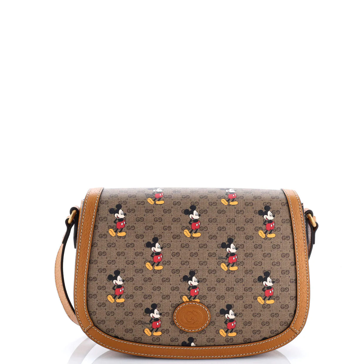 Disney Mickey Mouse Flap Shoulder Bag Printed Mini GG Coated Canvas Small - Deep Luxury