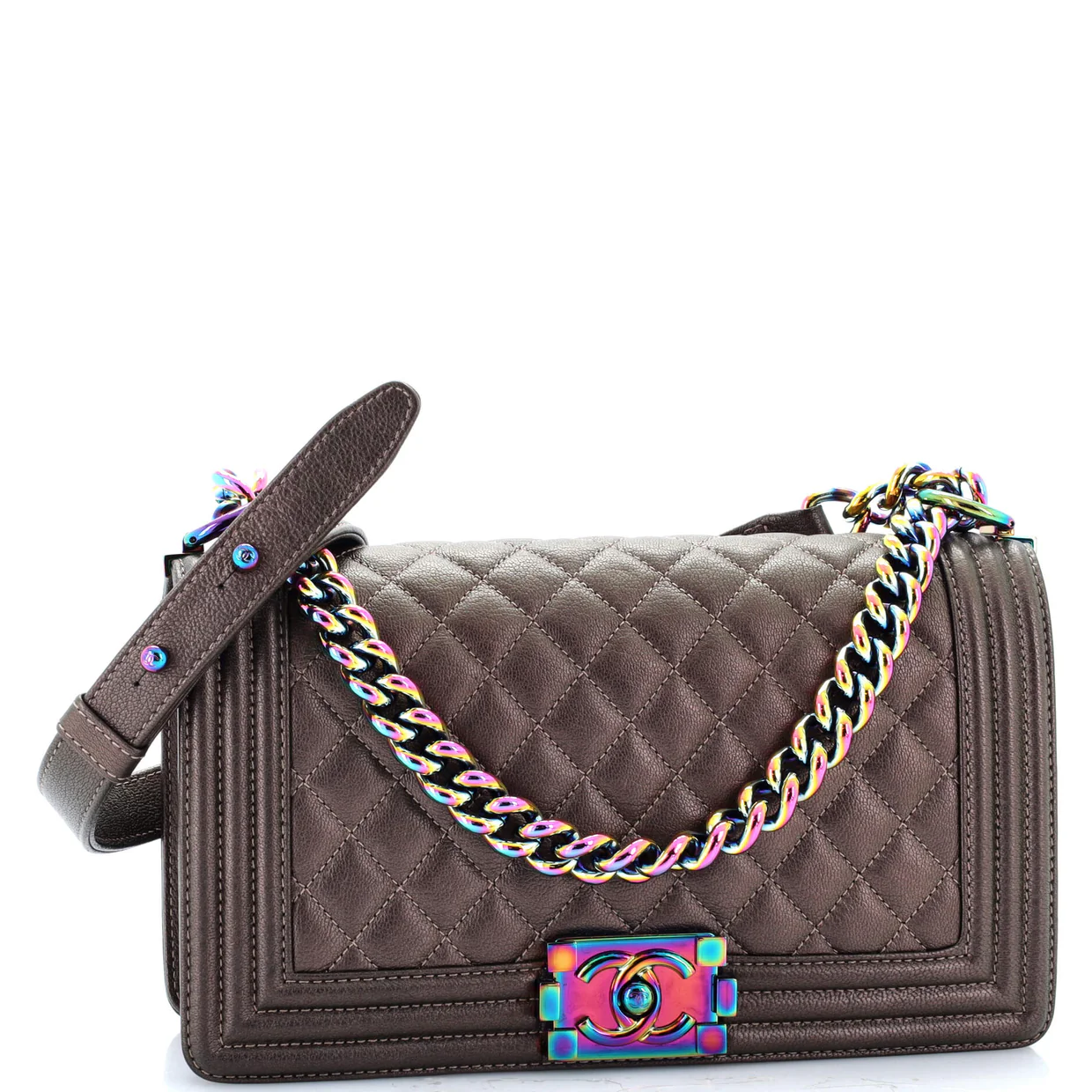 Boy Flap Bag Quilted Iridescent Goatskin Old Medium - Deep Luxury