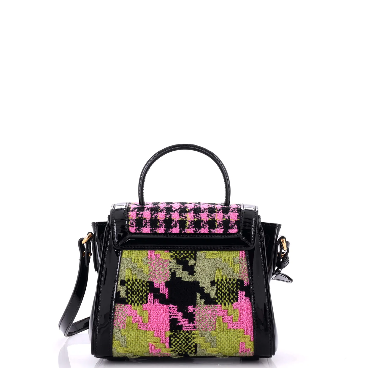 La Medusa Top Handle Bag Tweed with Patent Small - Deep Luxury