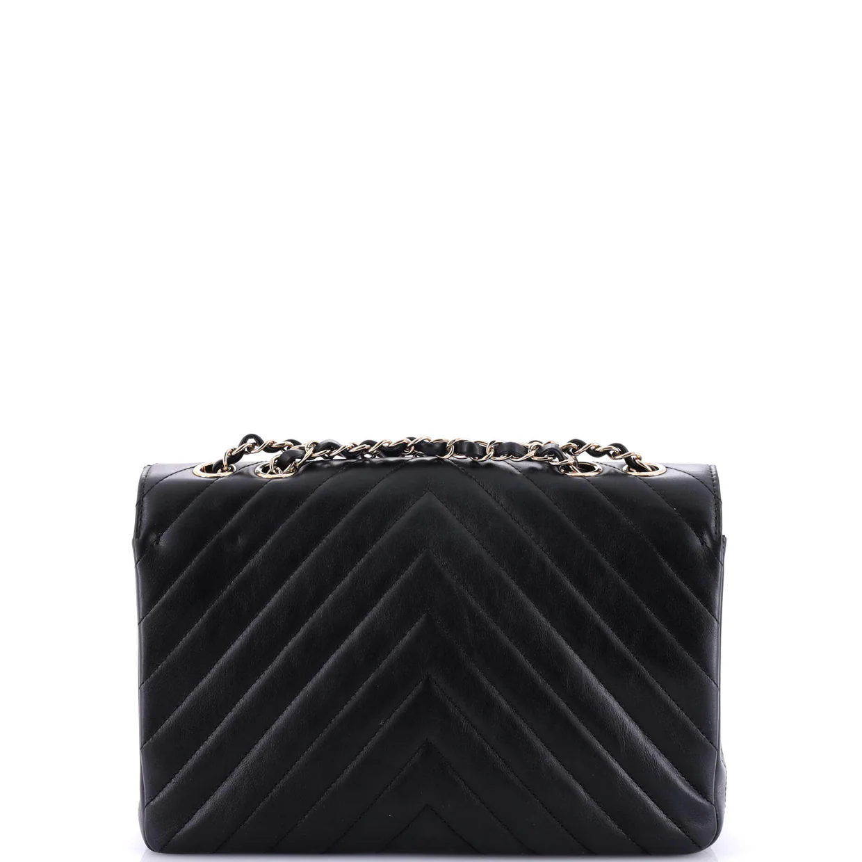 Statement Flap Bag Chevron Calfskin Small - Deep Luxury