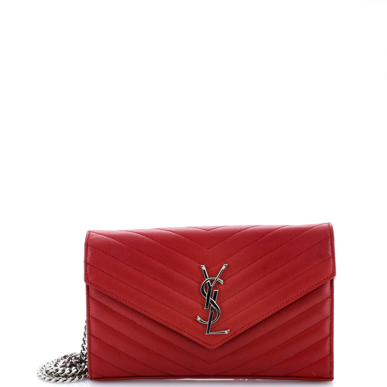 Classic Monogram Wallet on Chain Matelasse Chevron Leather Medium - Deep Luxury