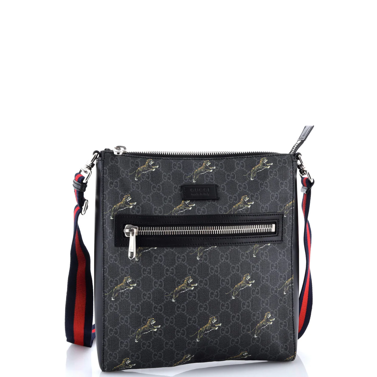 Web Strap Front Zip Messenger Bag Printed GG Coated Canvas Medium - Deep Luxury