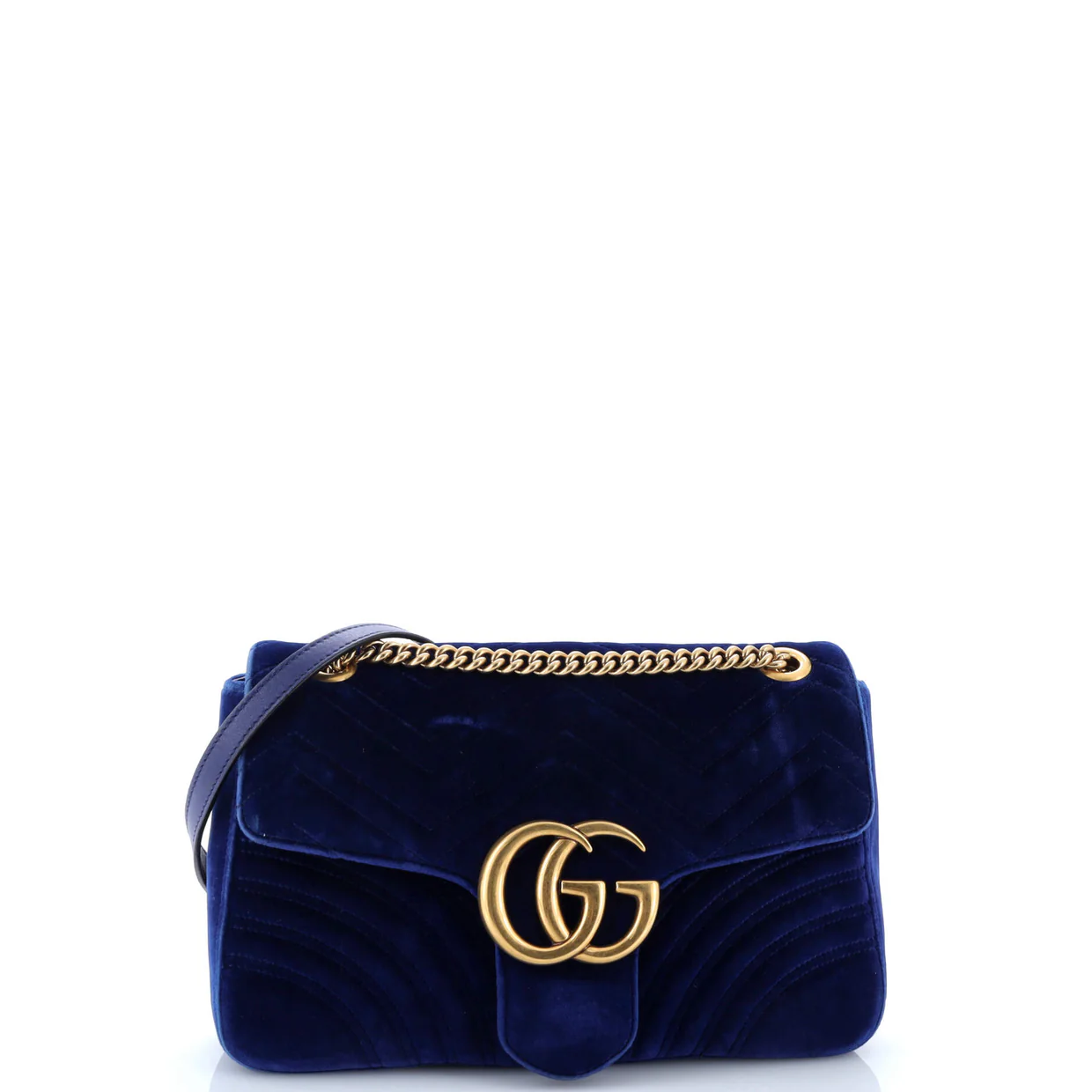 GG Marmont Flap Bag Matelasse Velvet Medium - Deep Luxury