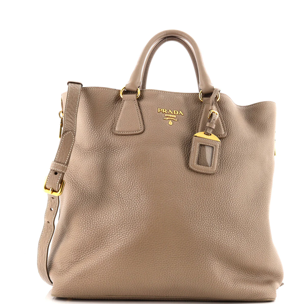 Side Zip Convertible Tote Vitello Daino Large - Deep Luxury