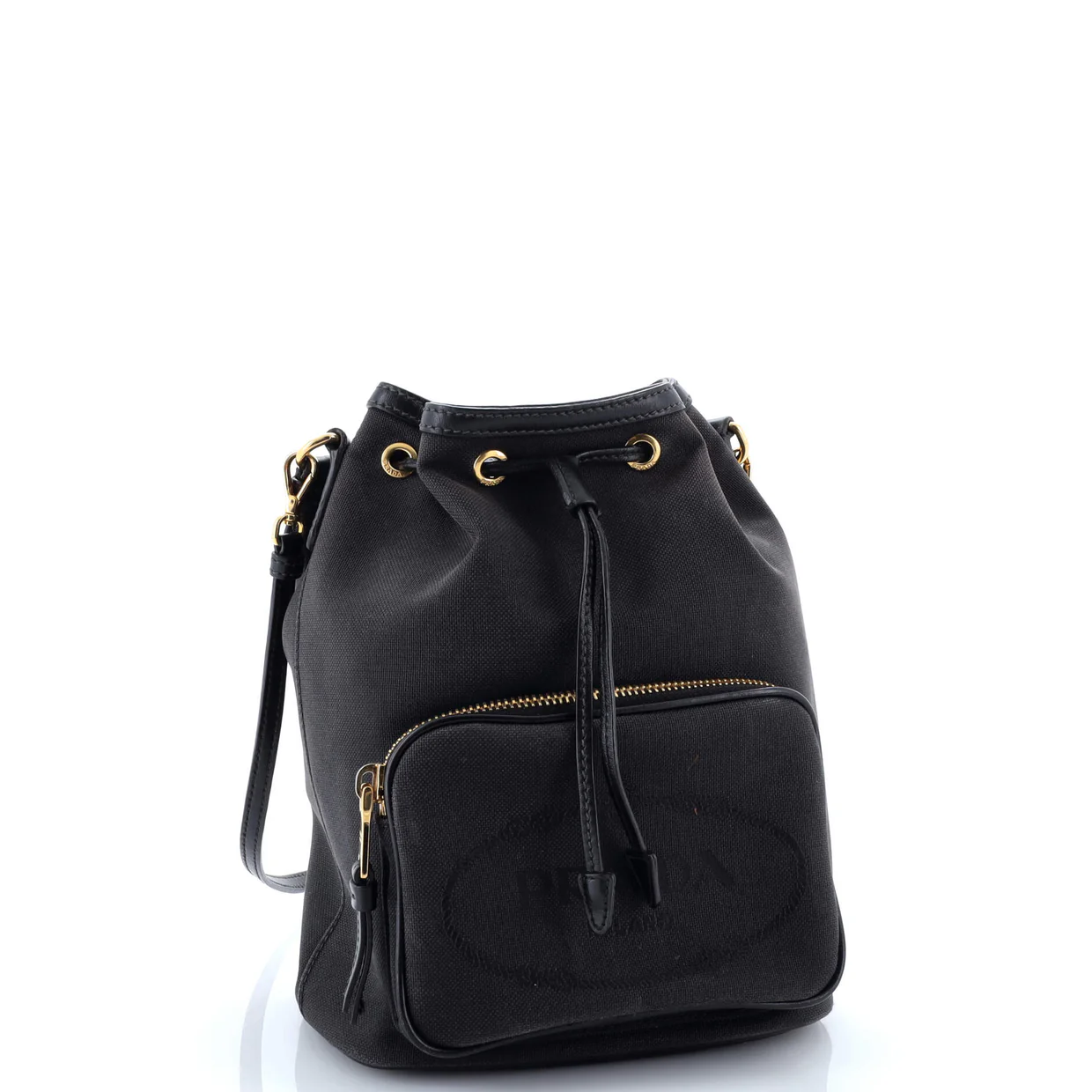 Logo Drawstring Bucket Bag Canvas - Deep Luxury