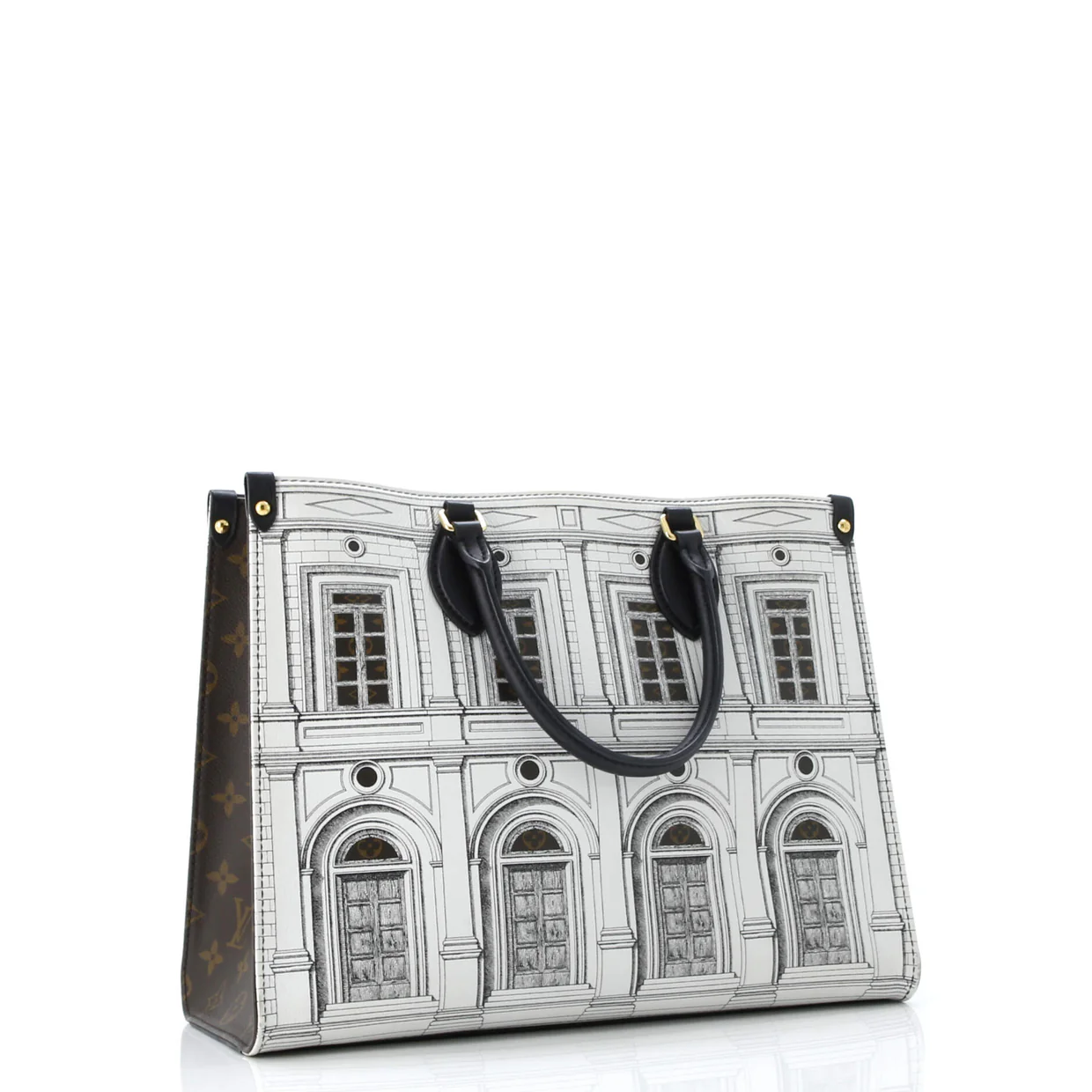 OnTheGo Tote Limited Edition Fornasetti Architettura Print Leather and Monogram Canvas MM - Deep Luxury