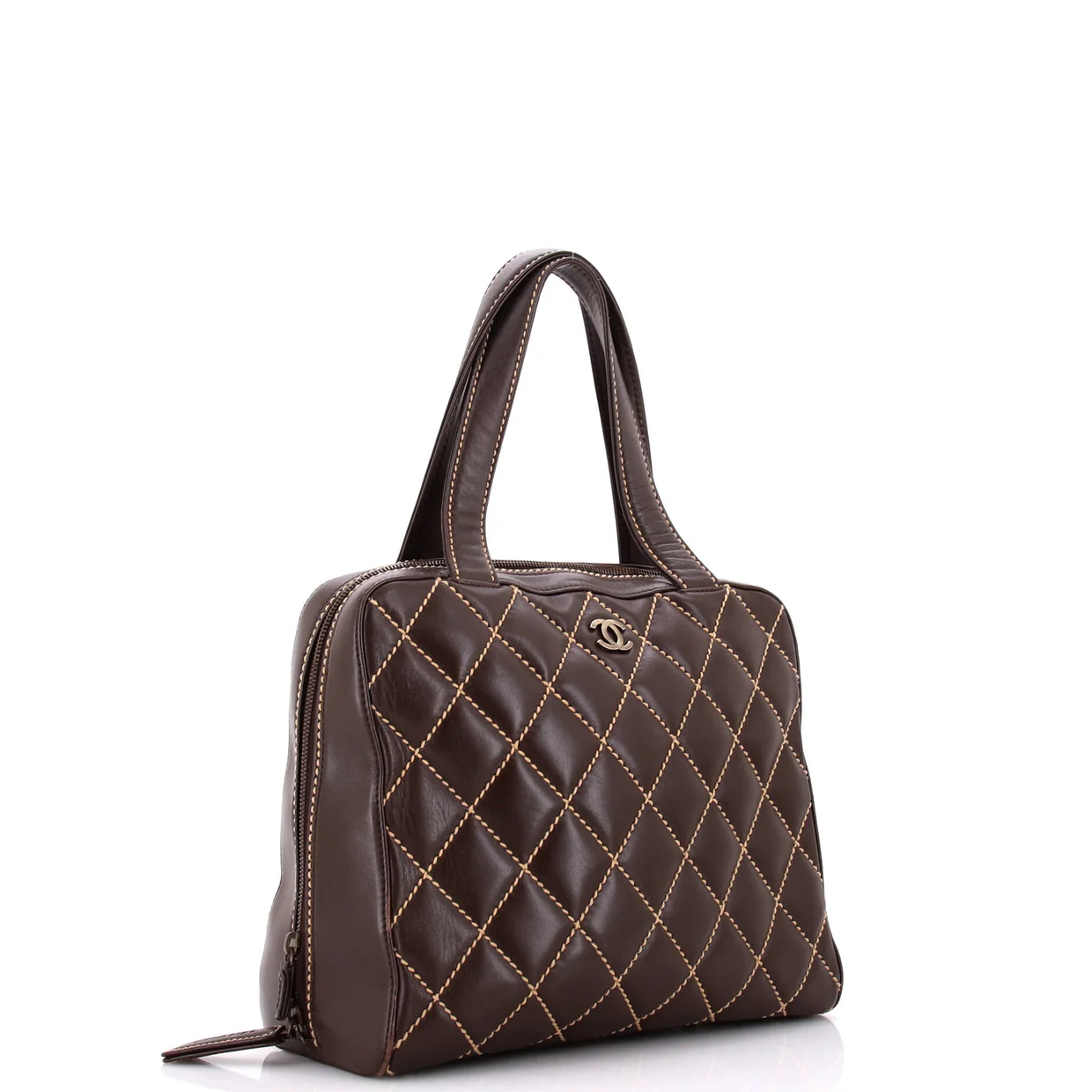 Surpique Zip Around Satchel Quilted Leather Large - Deep Luxury