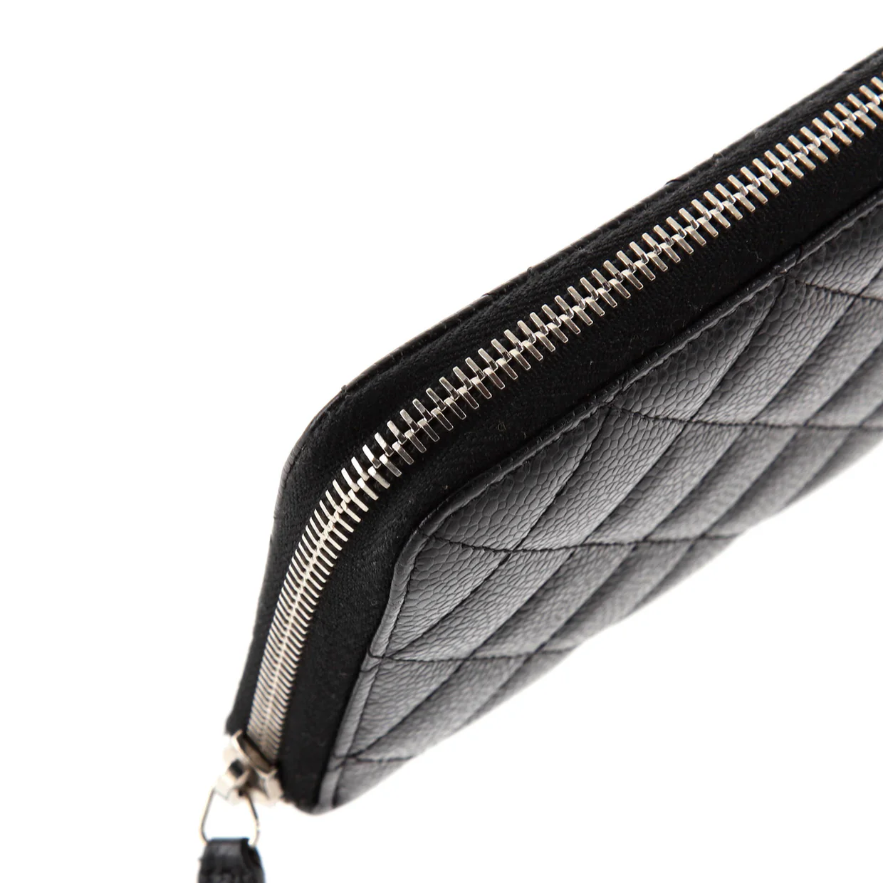 Zip Around Wallet Quilted Caviar Long - Deep Luxury
