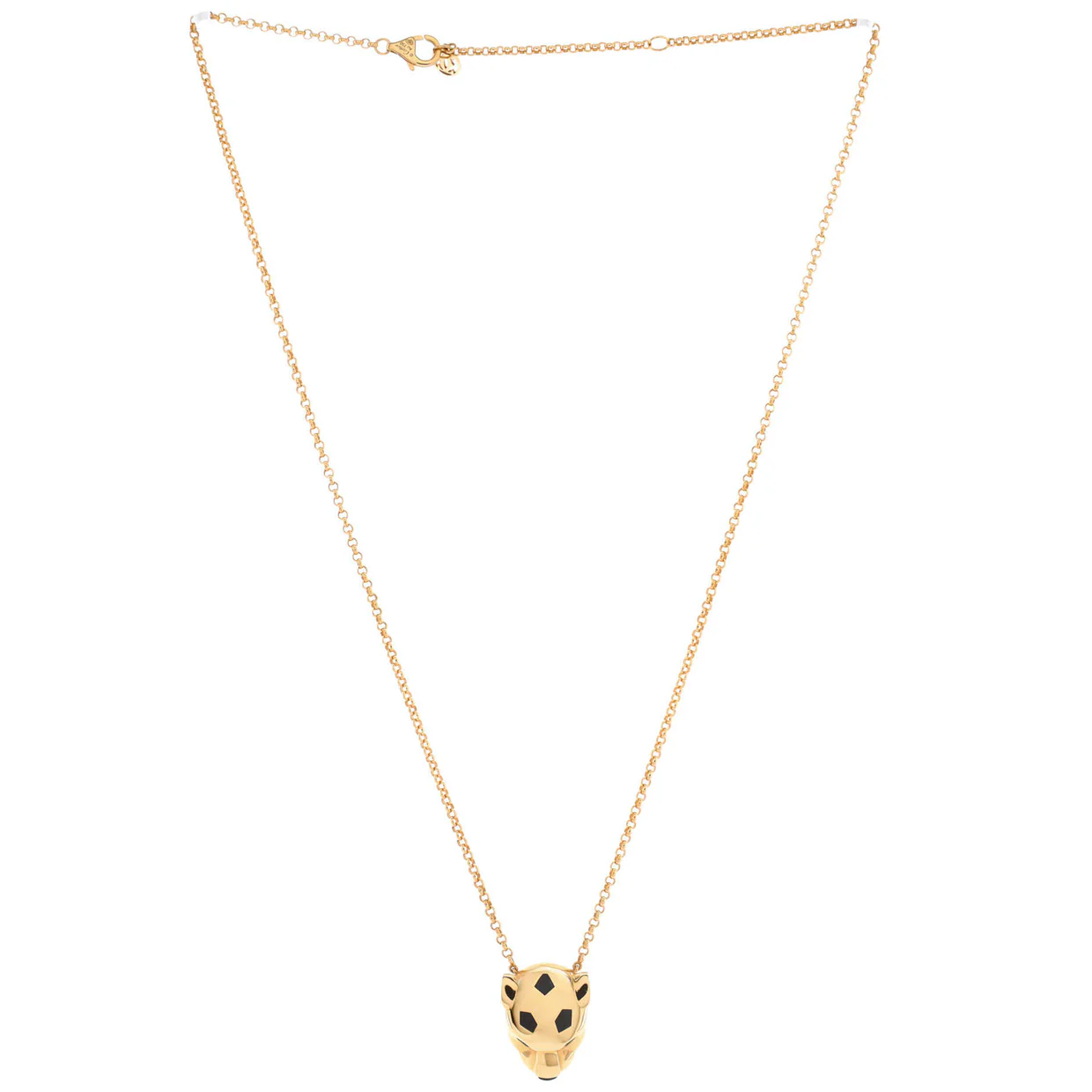 Panthere de Cartier Head Pendant Necklace 18K Yellow Gold with Onyx and Tsavorite - Deep Luxury