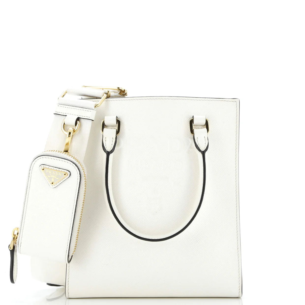 Lux Embossed Logo Tote Saffiano Leather Small - Deep Luxury