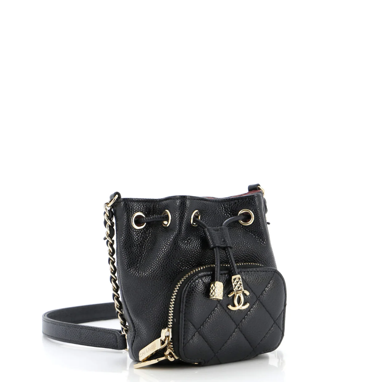 Business Affinity Drawstring Bucket Bag Quilted Caviar Mini - Deep Luxury