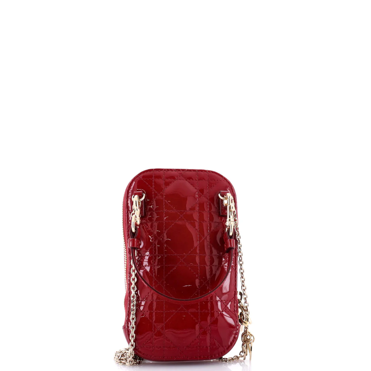 Lady Dior Phone Holder on Chain Cannage Quilt Patent - Deep Luxury