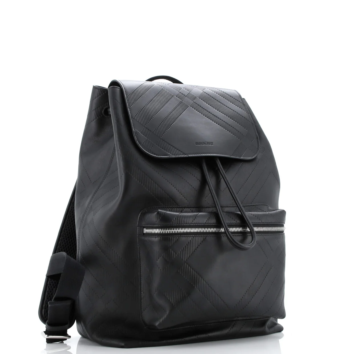 Front Pocket Backpack Check Embossed Leather Medium - Deep Luxury