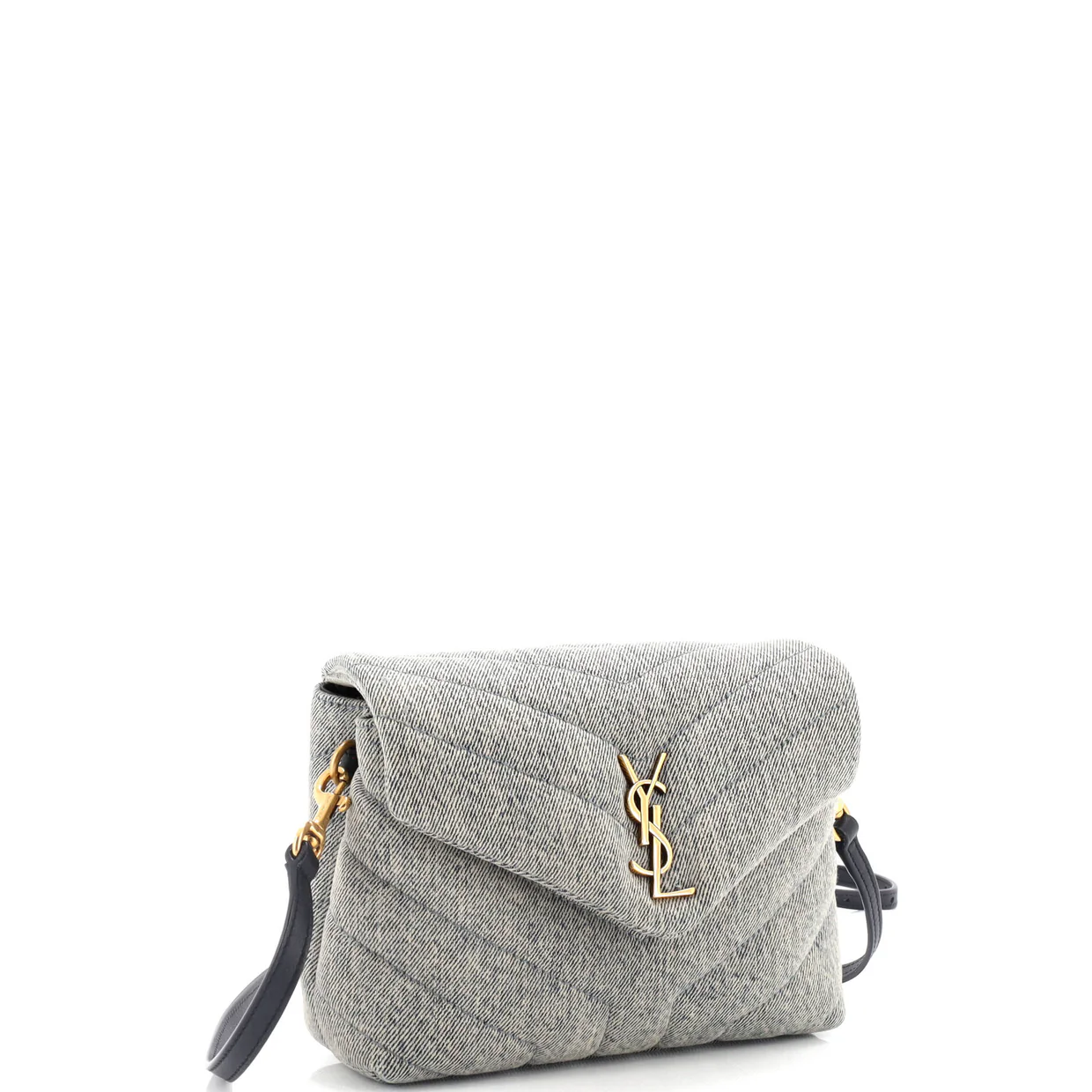 Loulou Shoulder Bag Matelasse Chevron Denim Toy - Deep Luxury