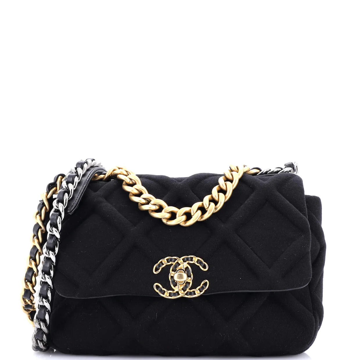 19 Flap Bag Quilted Jersey Medium - Deep Luxury