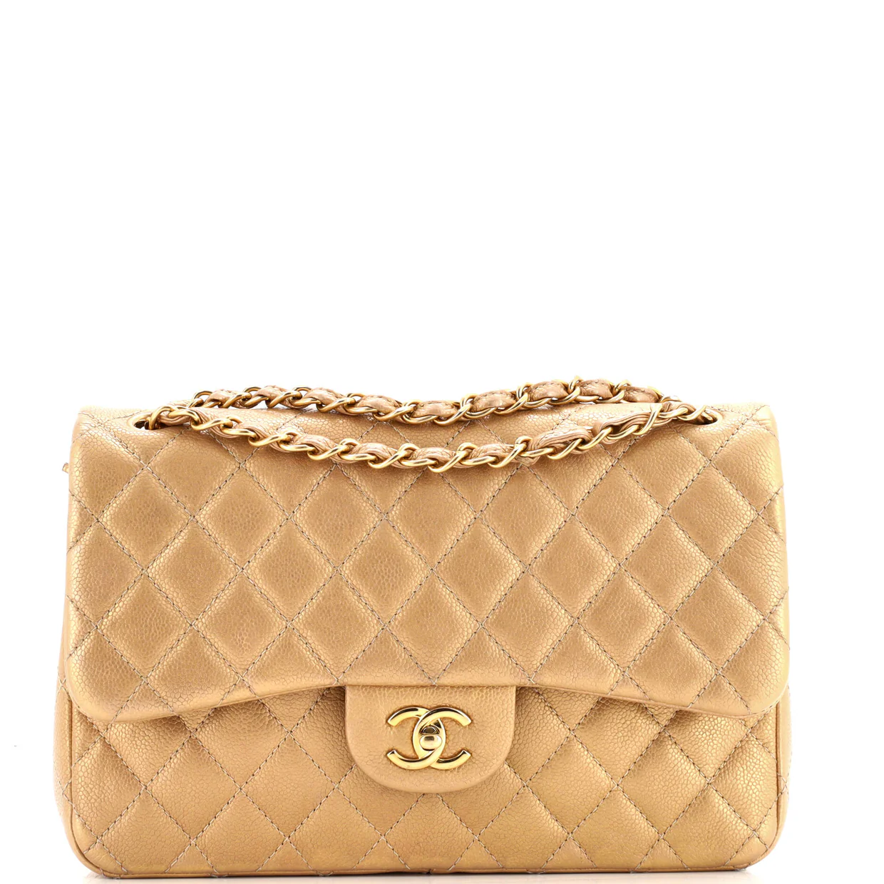 Classic Double Flap Bag Quilted Iridescent Caviar Jumbo - Deep Luxury