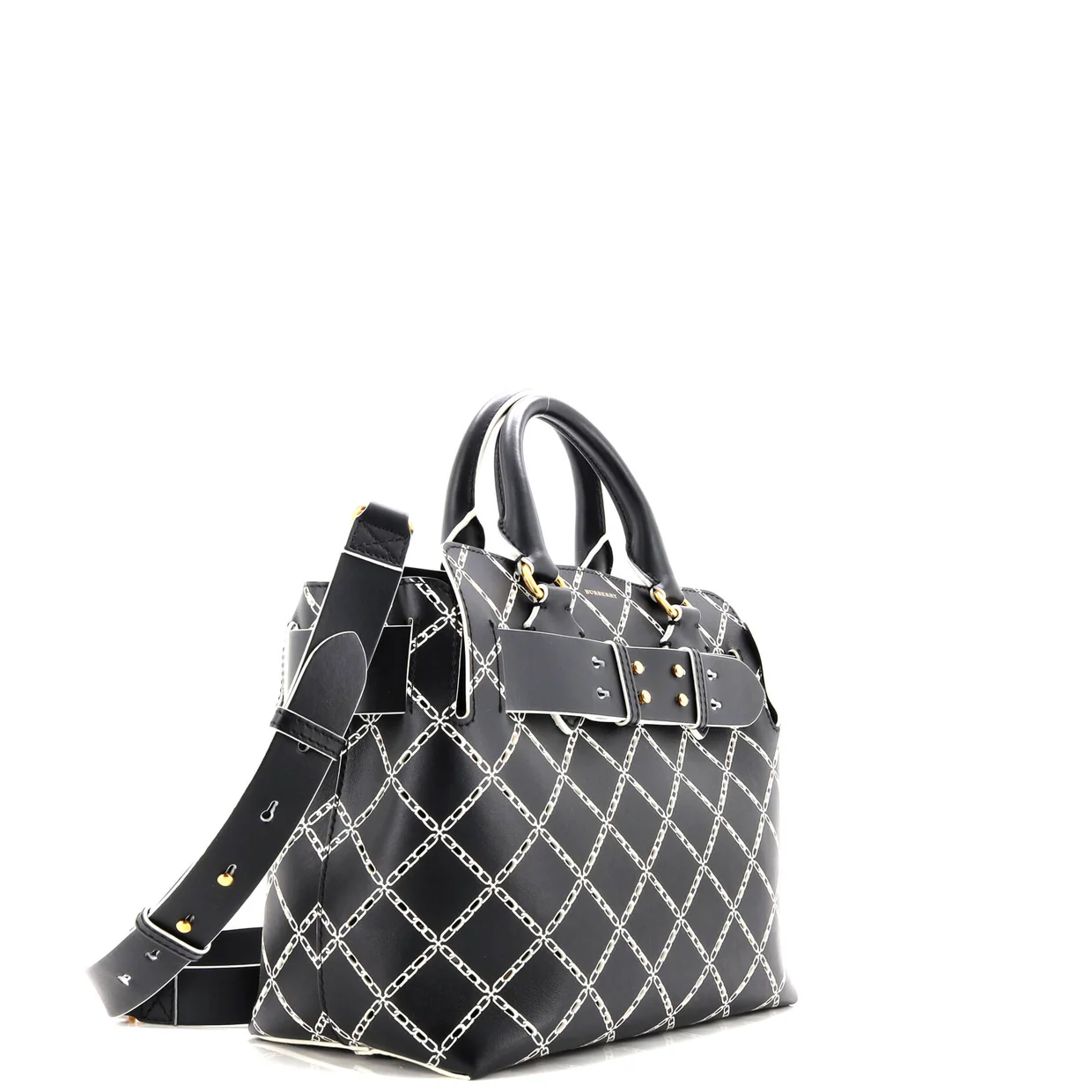 Belt Tote Perforated Leather Small - Deep Luxury