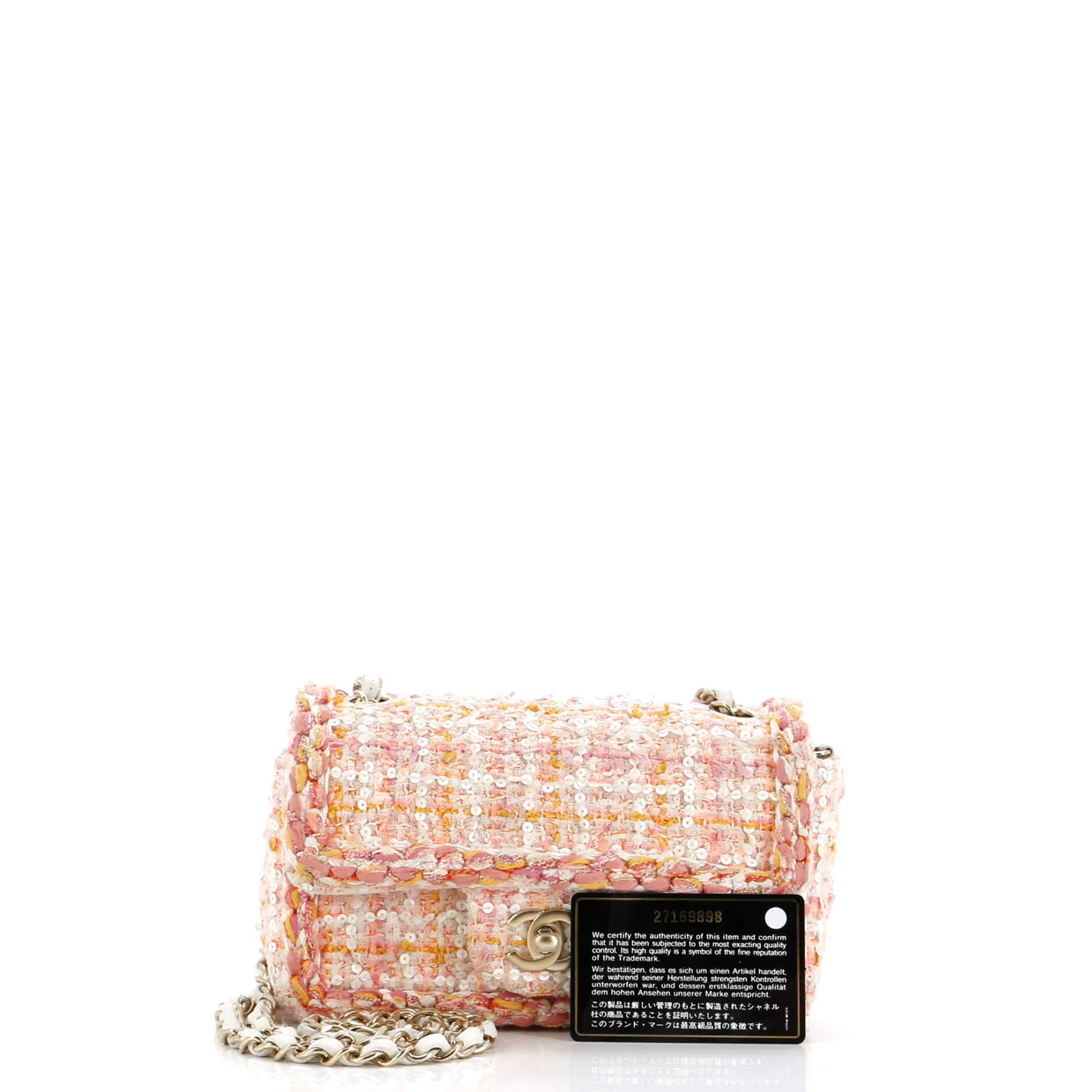 Classic Single Flap Bag Braided Quilted Tweed with Sequins Mini - Deep Luxury