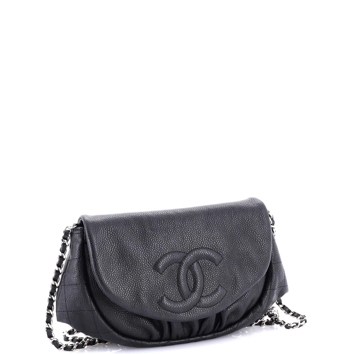 Half Moon Wallet on Chain Caviar - Deep Luxury