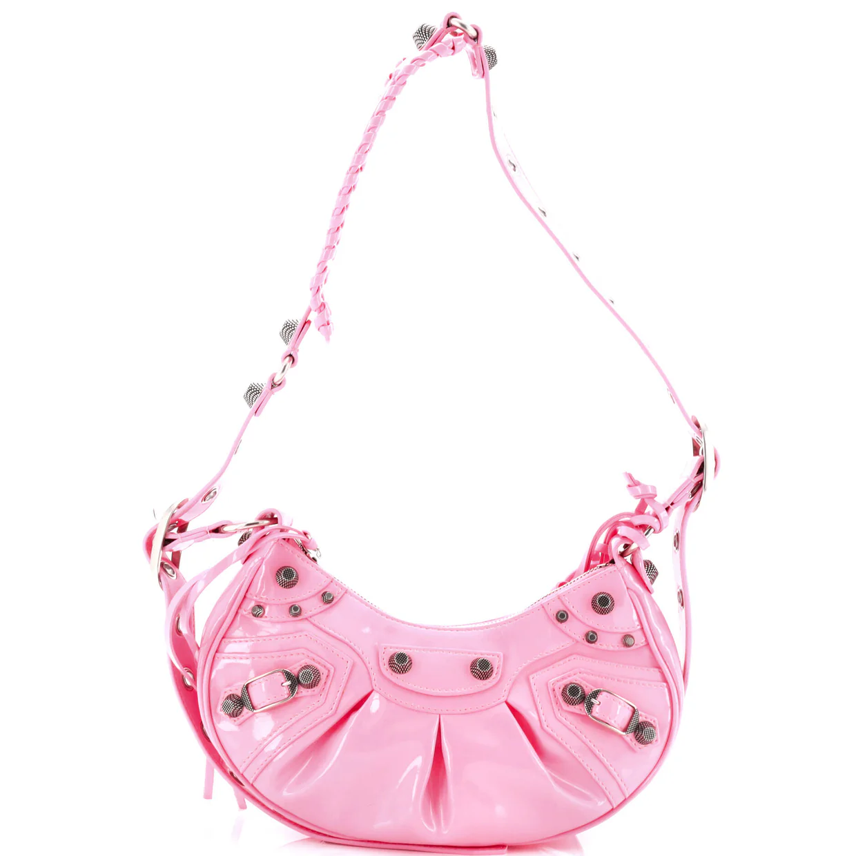 Le Cagole Giant Studs Shoulder Bag Patent XS - Deep Luxury