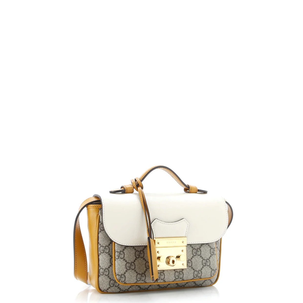 Padlock Front Pocket Flap Shoulder Bag GG Coated Canvas and Leather Mini - Deep Luxury