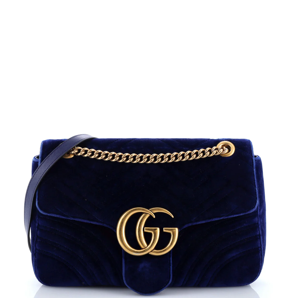 GG Marmont Flap Bag Matelasse Velvet Medium - Deep Luxury