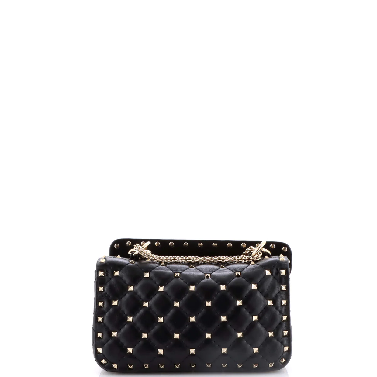 Rockstud Spike Flap Bag Quilted Leather Small - Deep Luxury