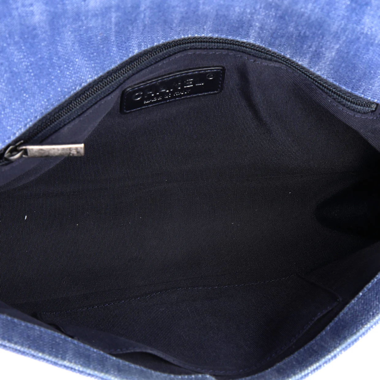 Boy Flap Bag Chevron Denim New Medium - Deep Luxury