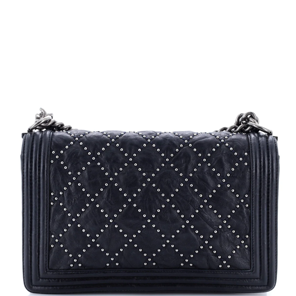 Boy Flap Bag Studded Quilted Distressed Calfskin Old Medium - Deep Luxury